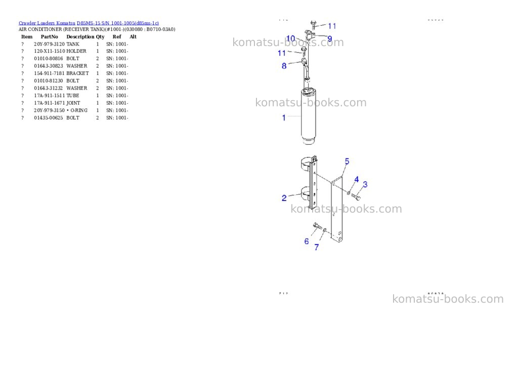 Komatsu d85ms-15 s/n 1001-1005 Parts catalog cover Page 7