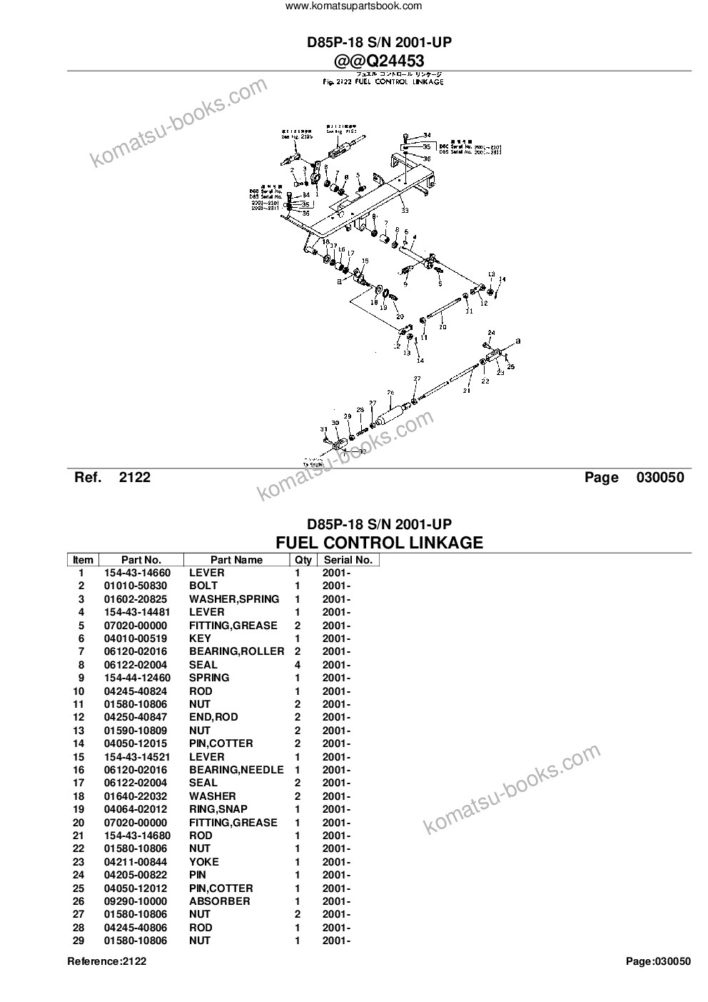 Komatsu d85p-18 s/n 2001-up Parts catalog cover Page 10