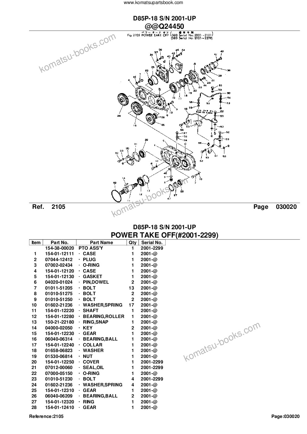 Komatsu d85p-18 s/n 2001-up Parts catalog cover Page 4