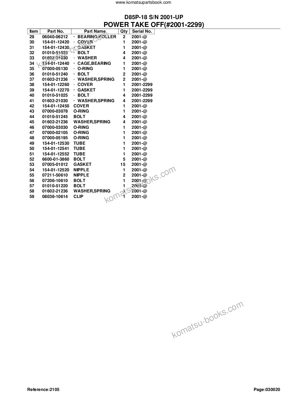 Komatsu d85p-18 s/n 2001-up Parts catalog cover Page 5