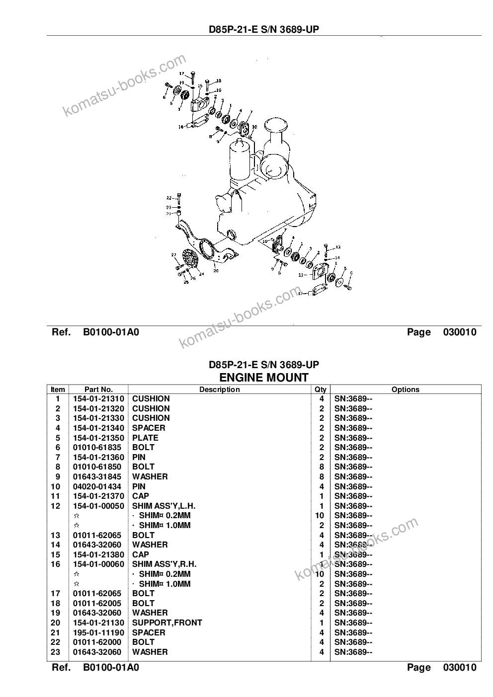 Komatsu d85p-21-e s/n 3689-up Parts catalog cover Page 3