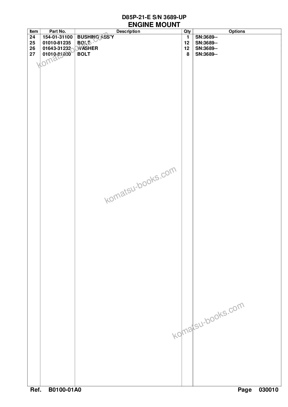 Komatsu d85p-21-e s/n 3689-up Parts catalog cover Page 4