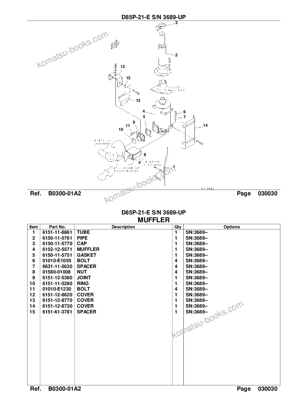 Komatsu d85p-21-e s/n 3689-up Parts catalog cover Page 6