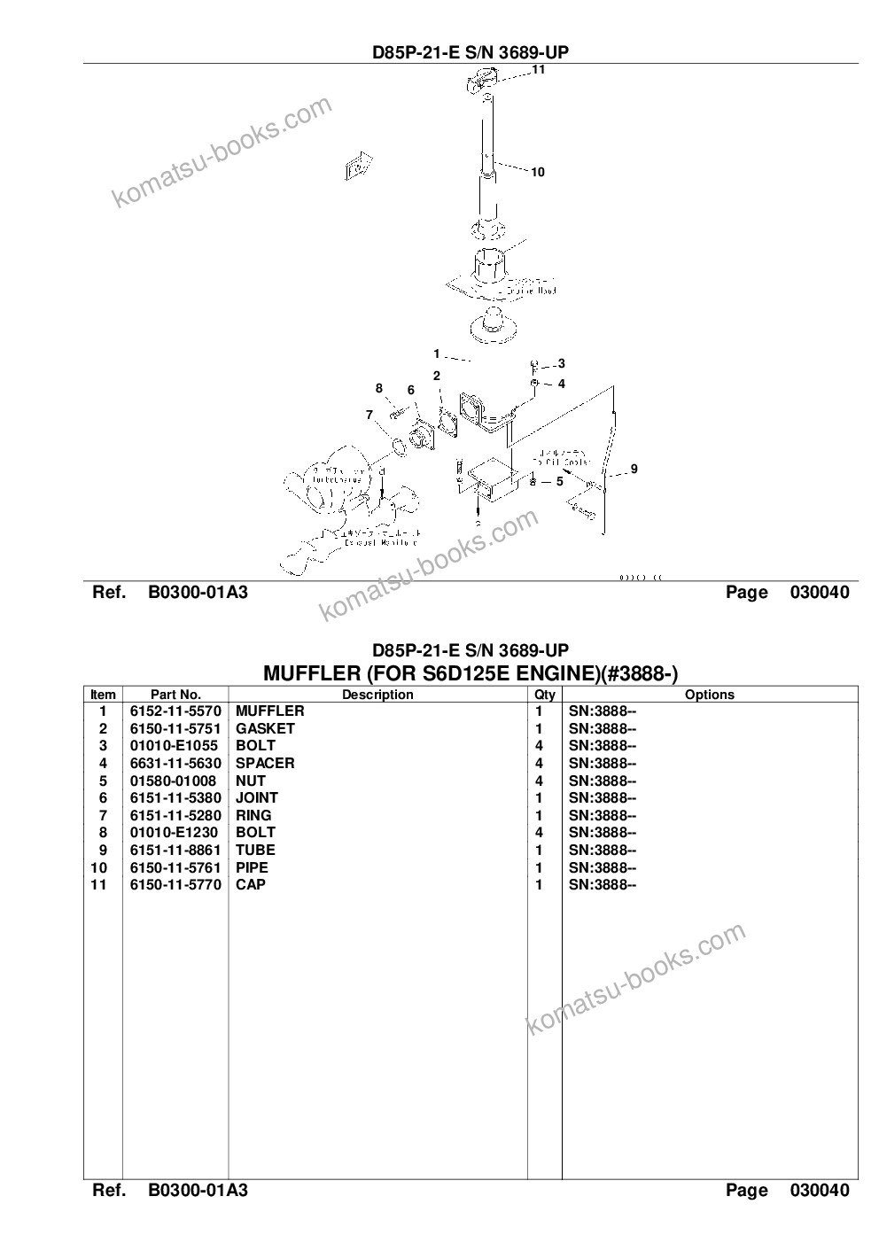 Komatsu d85p-21-e s/n 3689-up Parts catalog cover Page 7
