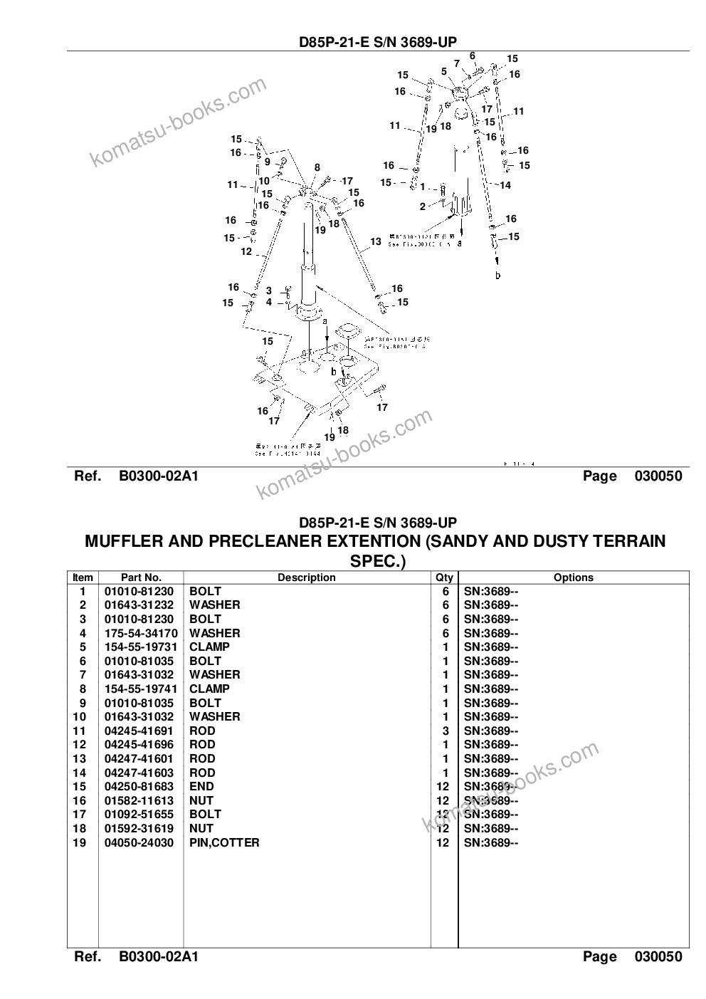 Komatsu d85p-21-e s/n 3689-up Parts catalog cover Page 8
