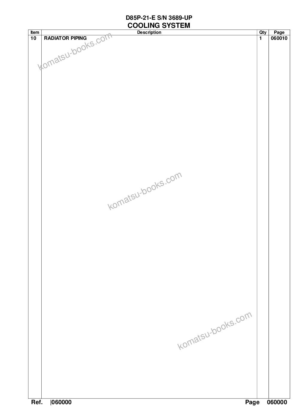 Komatsu d85p-21-e s/n 3689-up Parts catalog cover Page 9