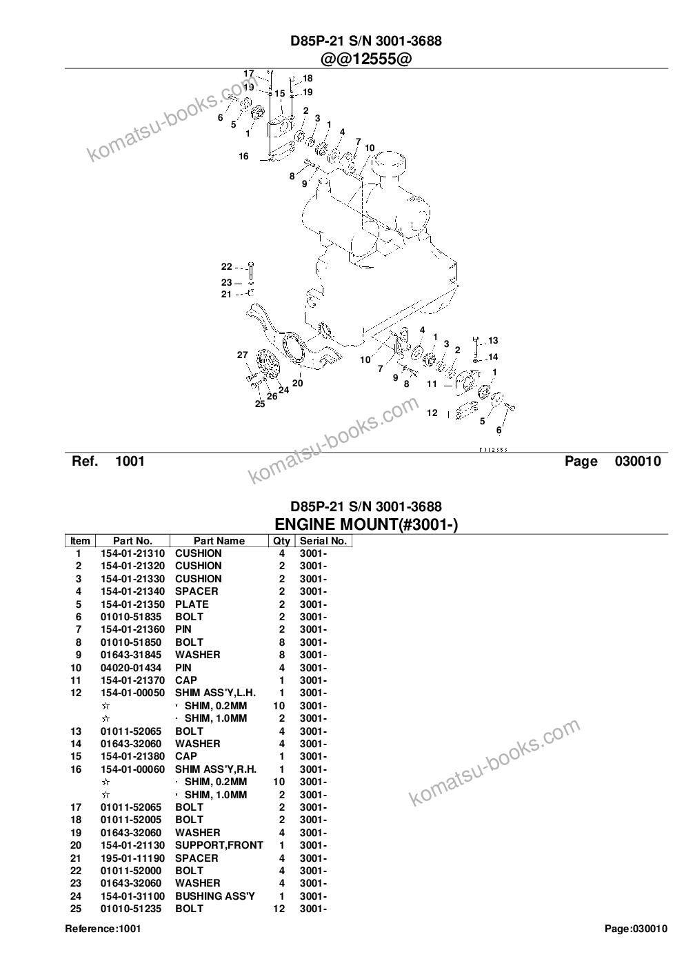 Komatsu d85p-21 s/n 3001-3688 Parts catalog cover Page 3