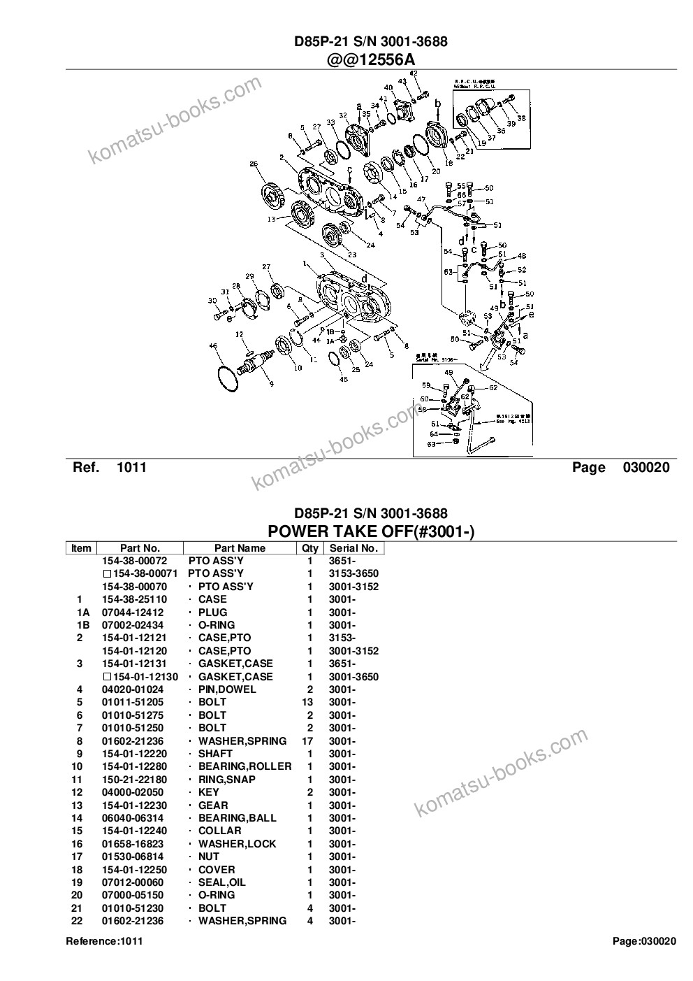 Komatsu d85p-21 s/n 3001-3688 Parts catalog cover Page 5