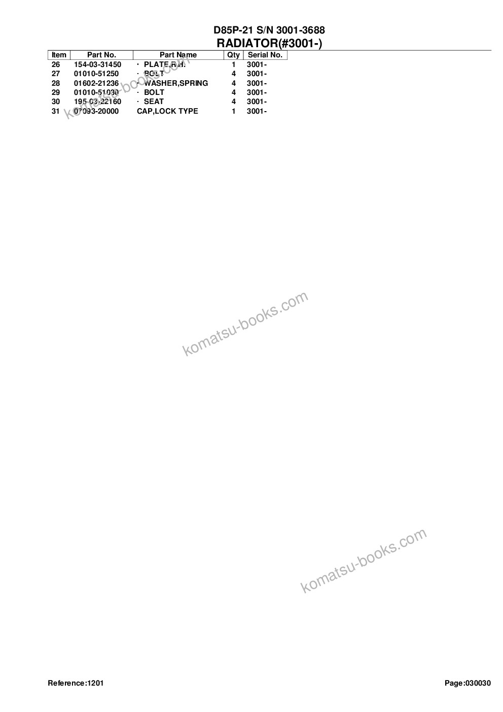 Komatsu d85p-21 s/n 3001-3688 Parts catalog cover Page 8