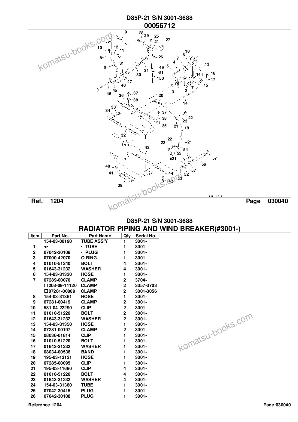 Komatsu d85p-21 s/n 3001-3688 Parts catalog cover Page 9