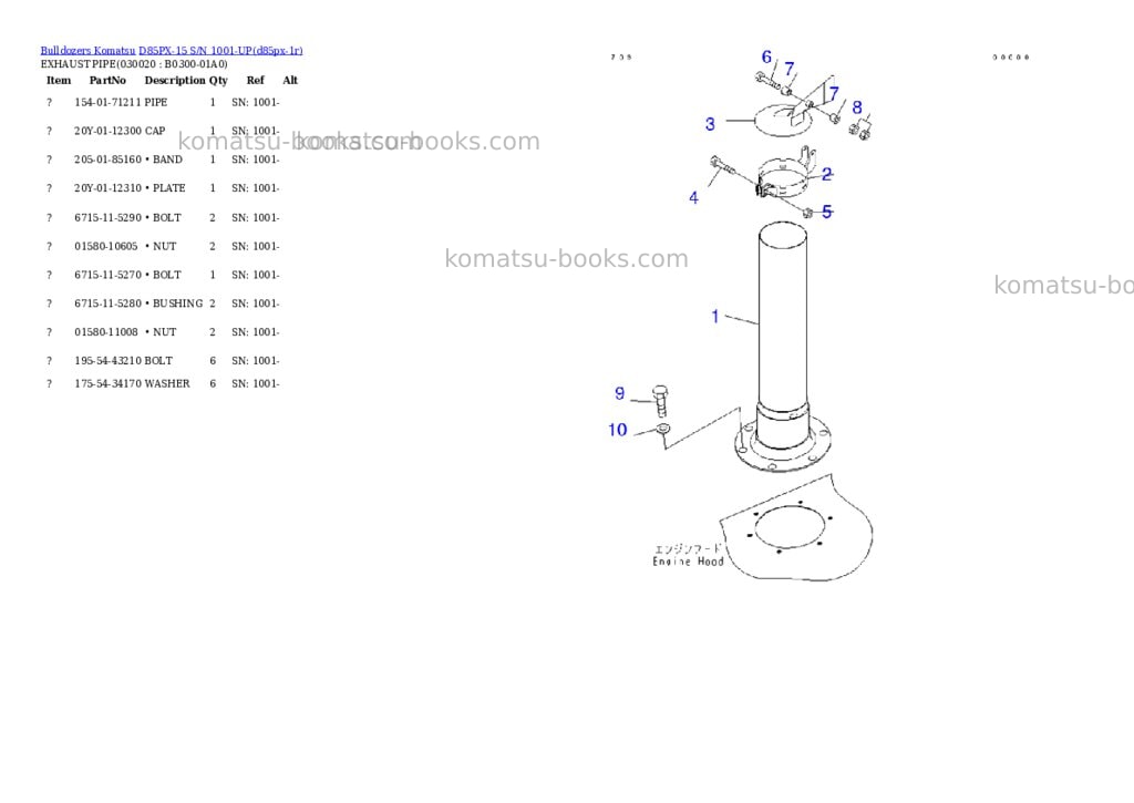 Komatsu d85px-15 s/n 1001-up Parts catalog cover