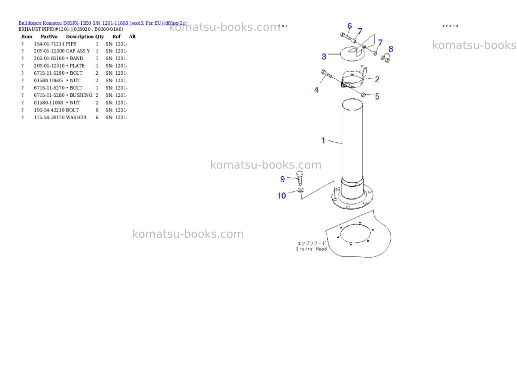 Komatsu d85px-15e0 s/n 1201-11608 ecot3, for eu Parts catalog cover