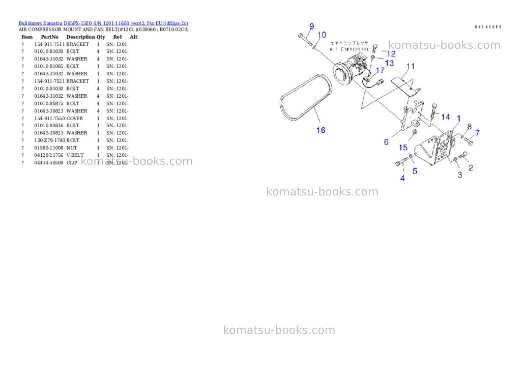 Komatsu d85px-15e0 s/n 1201-11608 ecot3, for eu Parts catalog cover Page 5