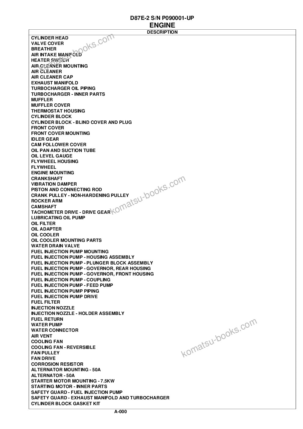 Komatsu d87e-2 s/n p090001-up Parts catalog cover Page 3