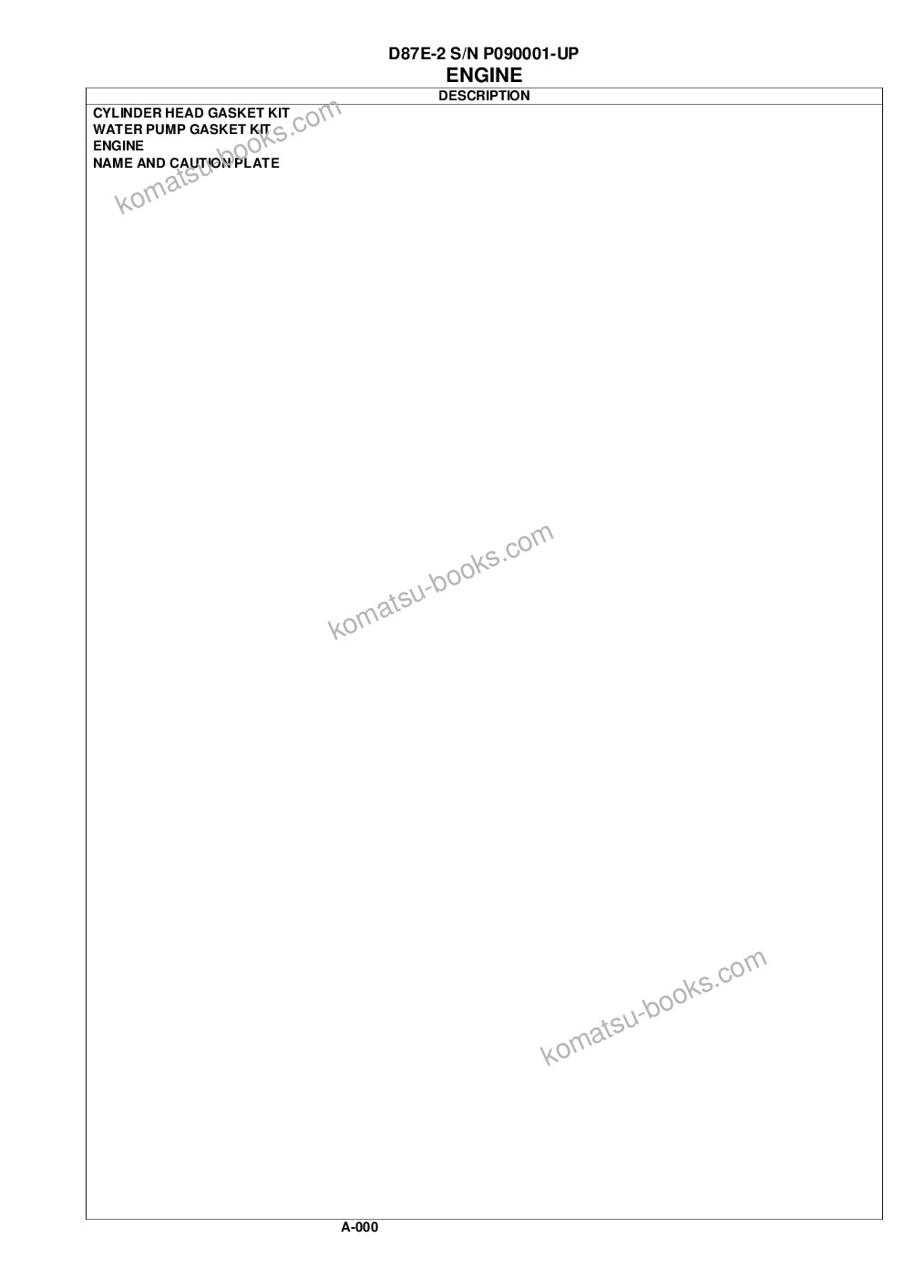 Komatsu d87e-2 s/n p090001-up Parts catalog cover Page 4