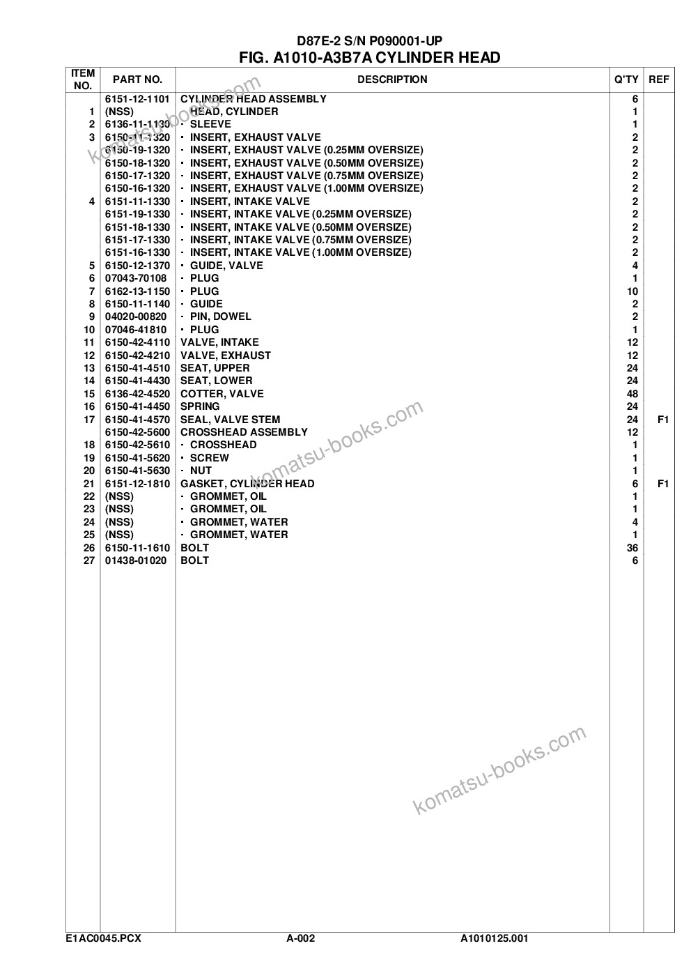 Komatsu d87e-2 s/n p090001-up Parts catalog cover Page 6