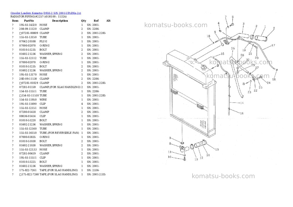 Komatsu d95s-2 s/n 2001-up Parts catalog cover Page 9 Komatsu d95s-2 s/n 2001-up Parts catalog cover Page 9