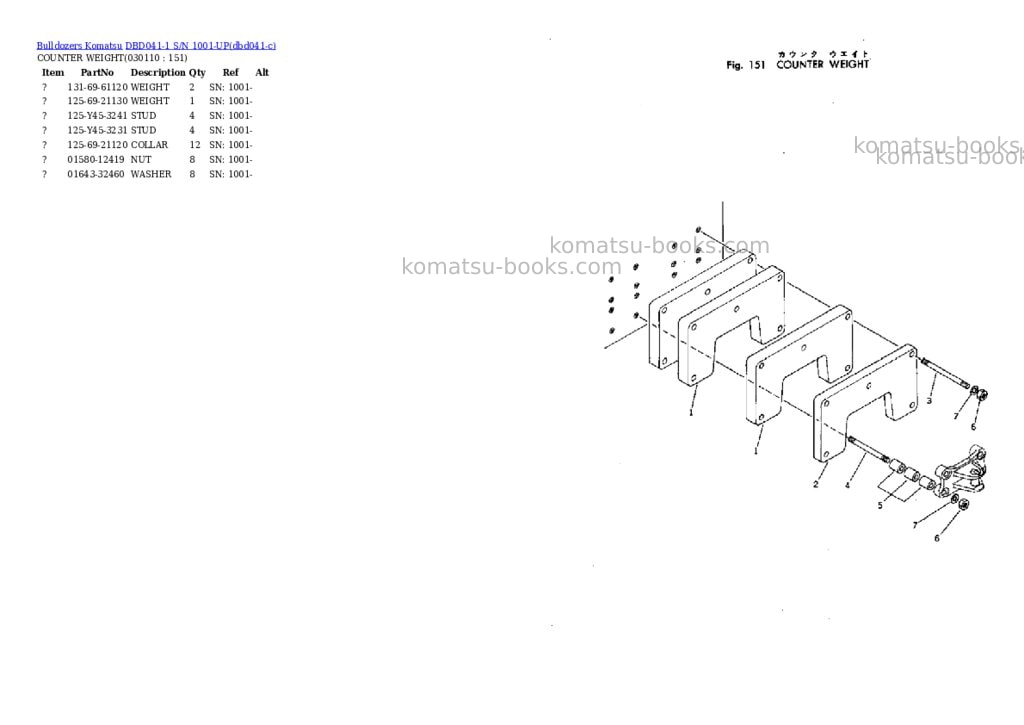 Komatsu dbd041-1 s/n 1001-up Parts catalog cover Page 10