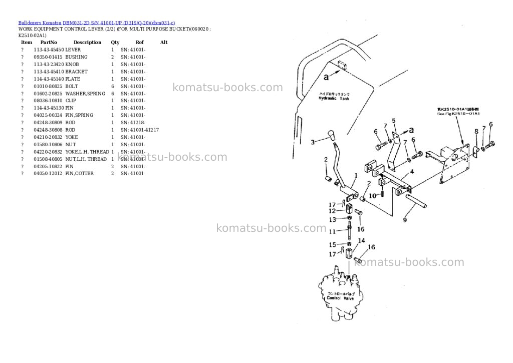 Komatsu dbm031-2d s/n 41001-up d31s/q-20 Parts catalog cover Page 2
