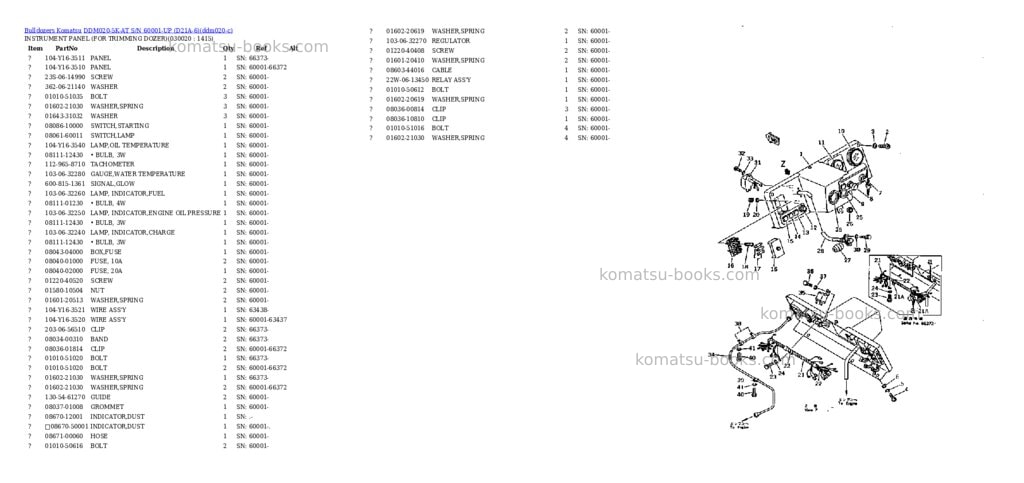 Komatsu ddm020-5k-at s/n 60001-up d21a-6 Parts catalog cover Page 2