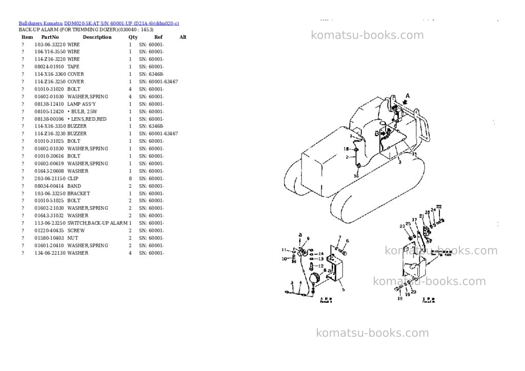 Komatsu ddm020-5k-at s/n 60001-up d21a-6 Parts catalog cover Page 4