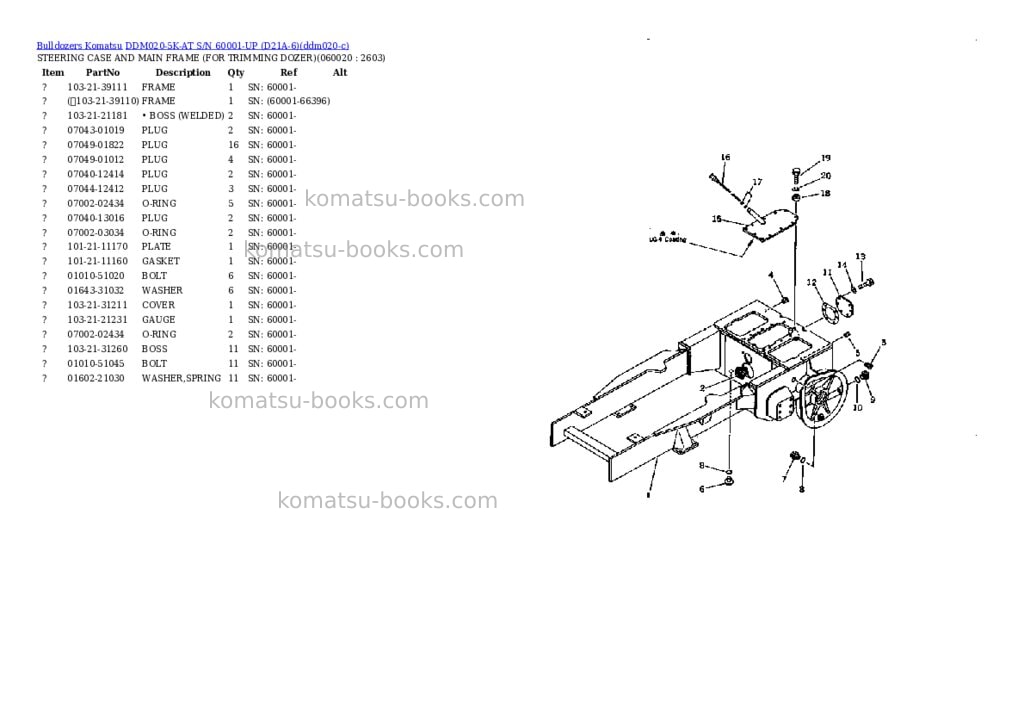 Komatsu ddm020-5k-at s/n 60001-up d21a-6 Parts catalog cover Page 6