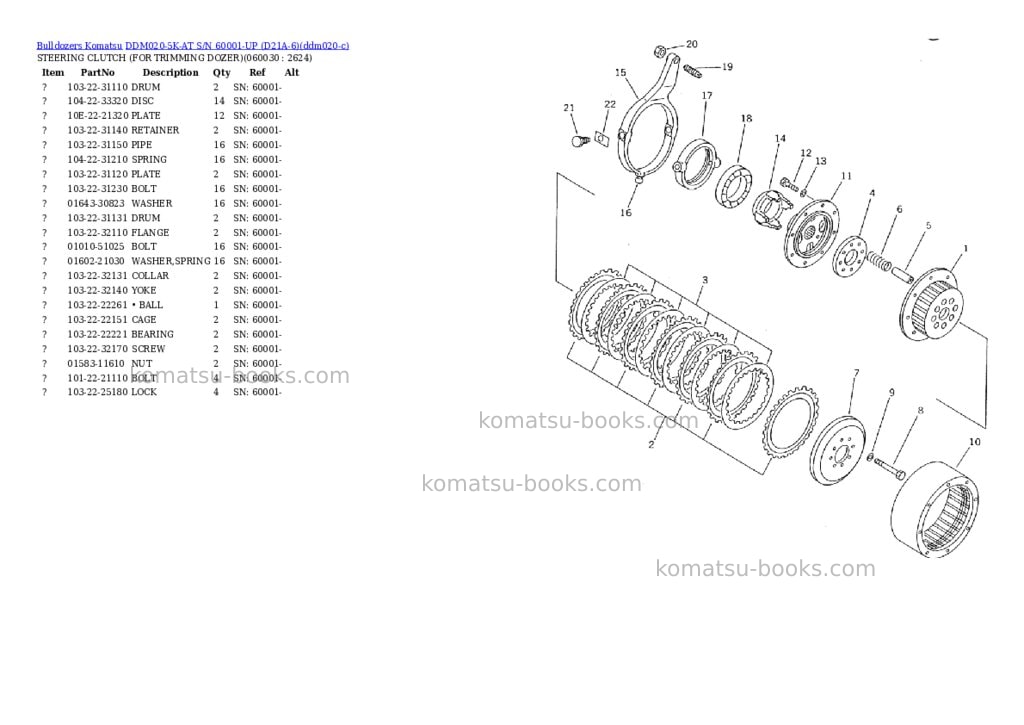 Komatsu ddm020-5k-at s/n 60001-up d21a-6 Parts catalog cover Page 7