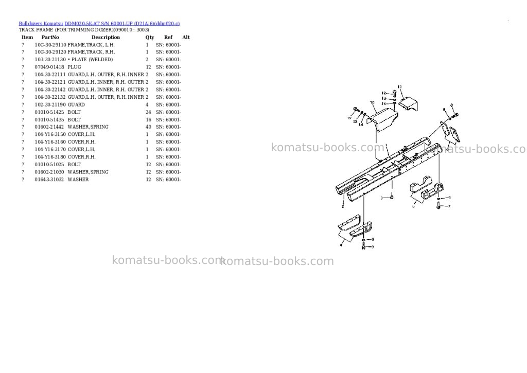 Komatsu ddm020-5k-at s/n 60001-up d21a-6 Parts catalog cover Page 9