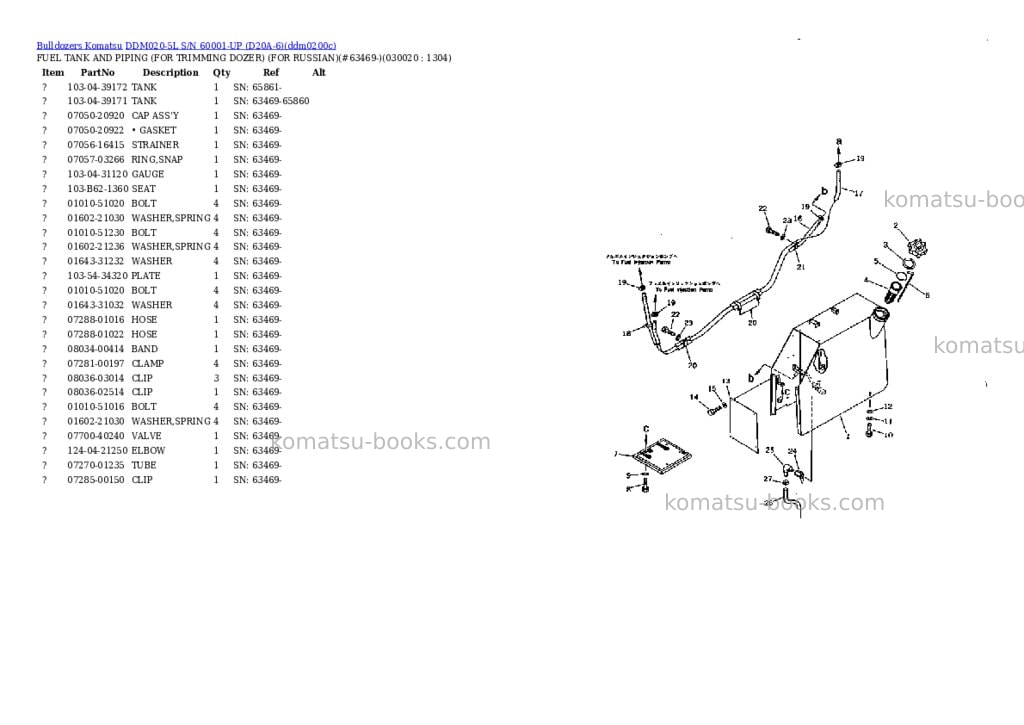 Komatsu ddm020-5l s/n 60001-up d20a-6 Parts catalog cover Komatsu ddm020-5l s/n 60001-up d20a-6 Parts catalog cover