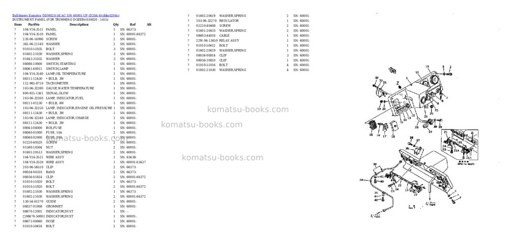 Komatsu ddm020-5k-ac s/n 60001-up d20a-6 Parts catalog cover