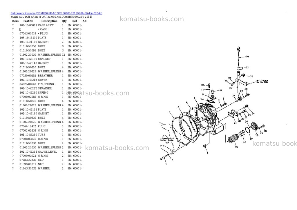 Komatsu ddm020-5k-ac s/n 60001-up d20a-6 Parts catalog cover Page 5