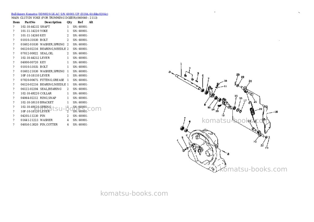Komatsu ddm020-5k-ac s/n 60001-up d20a-6 Parts catalog cover Page 7
