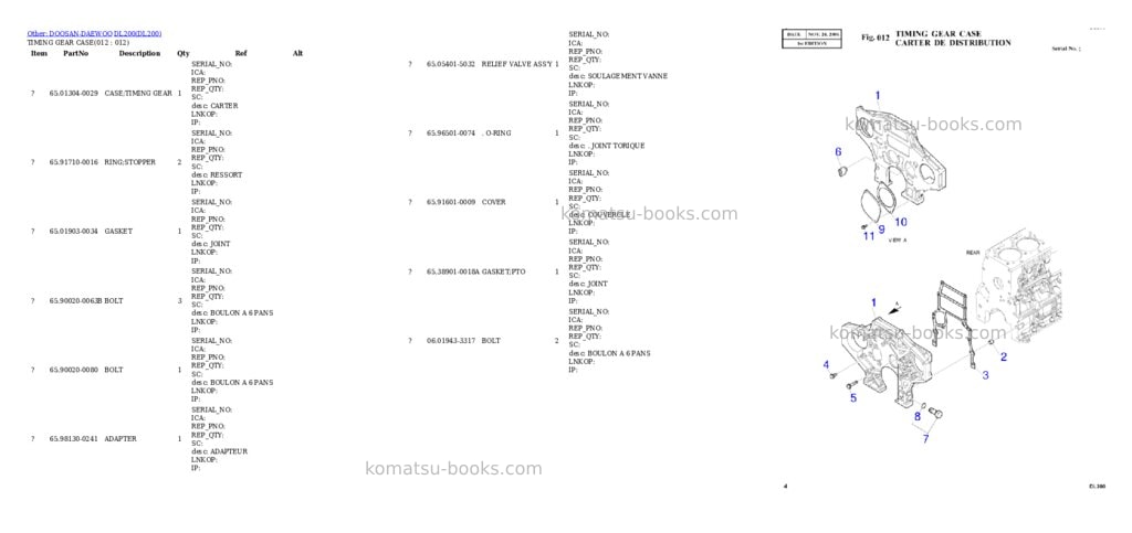 Komatsu DL200 Parts catalog cover Page 2 Komatsu DL200 Parts catalog cover Page 2