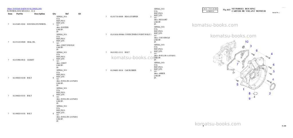 Komatsu DL200 Parts catalog cover Page 3 Komatsu DL200 Parts catalog cover Page 3