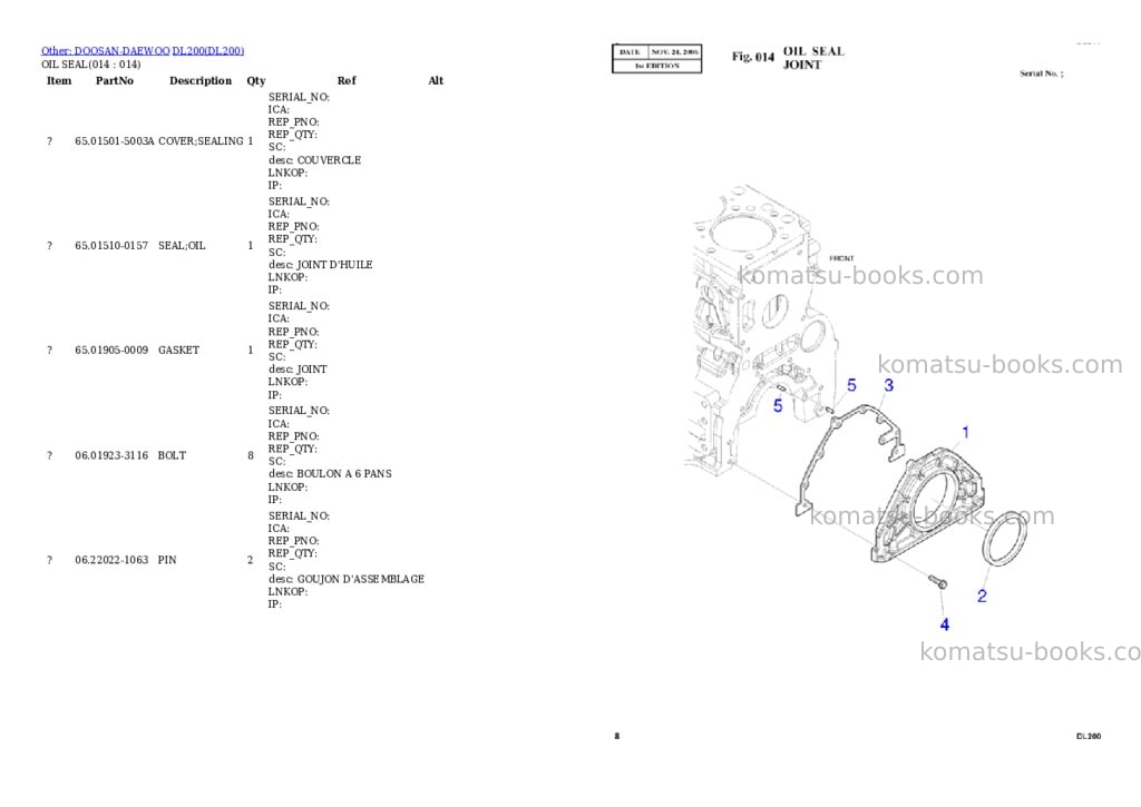 Komatsu DL200 Parts catalog cover Page 4 Komatsu DL200 Parts catalog cover Page 4