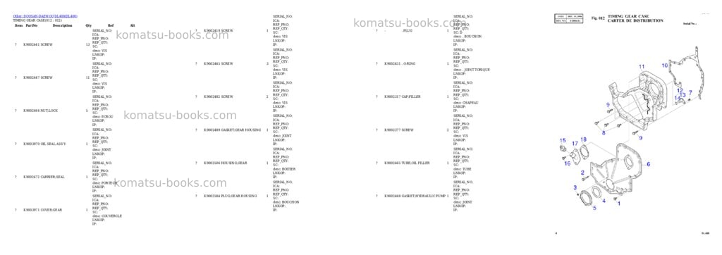Komatsu DL400 Parts catalog cover Page 2 Komatsu DL400 Parts catalog cover Page 2