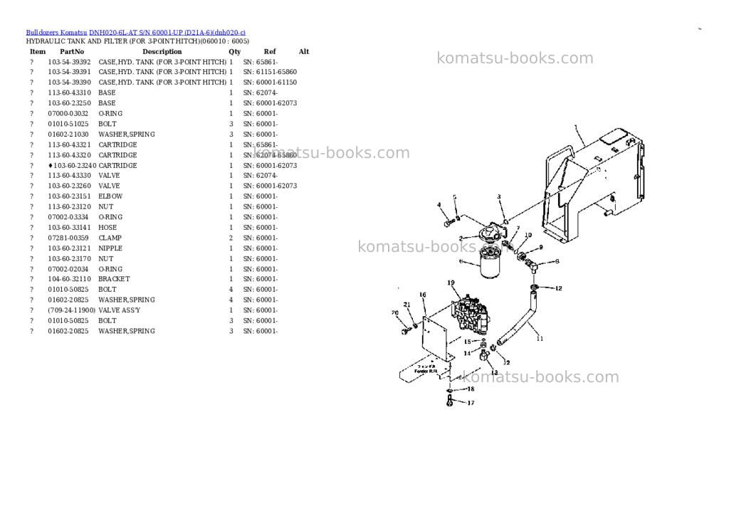 Komatsu dnh020-6l-at s/n 60001-up d21a-6 Parts catalog cover Page 2