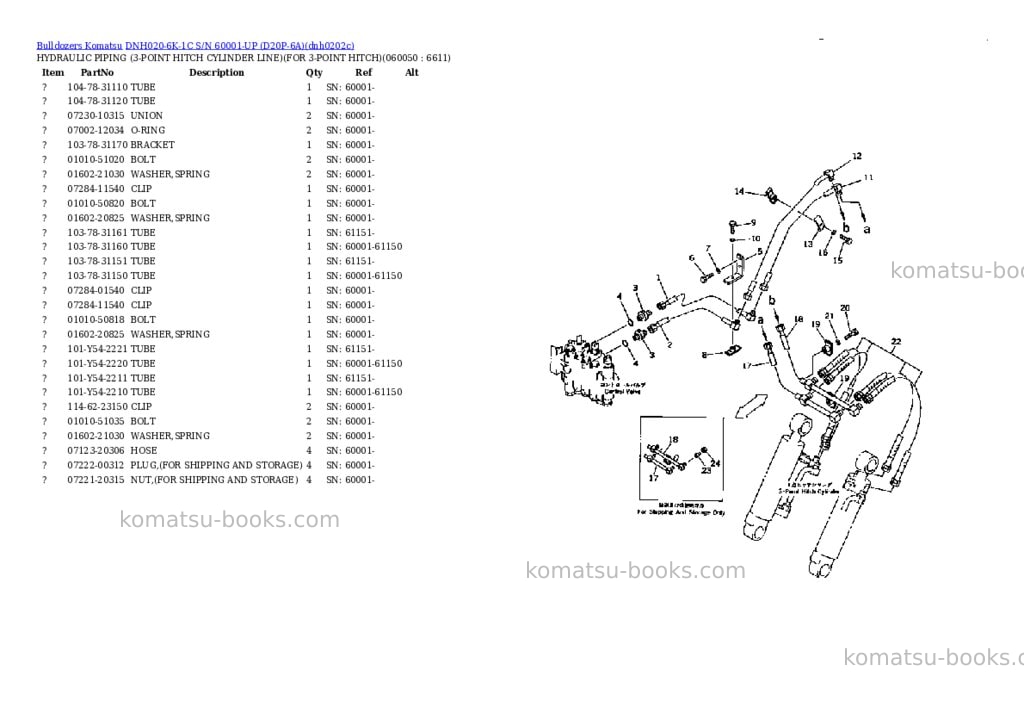 Komatsu dnh020-6k-1c s/n 60001-up d20p-6a Parts catalog cover Page 6
