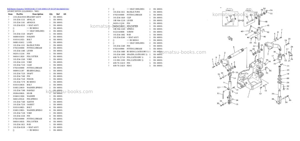 Komatsu dnh020-6k-1t s/n 60001-up d21p-6a Parts catalog cover Page 10