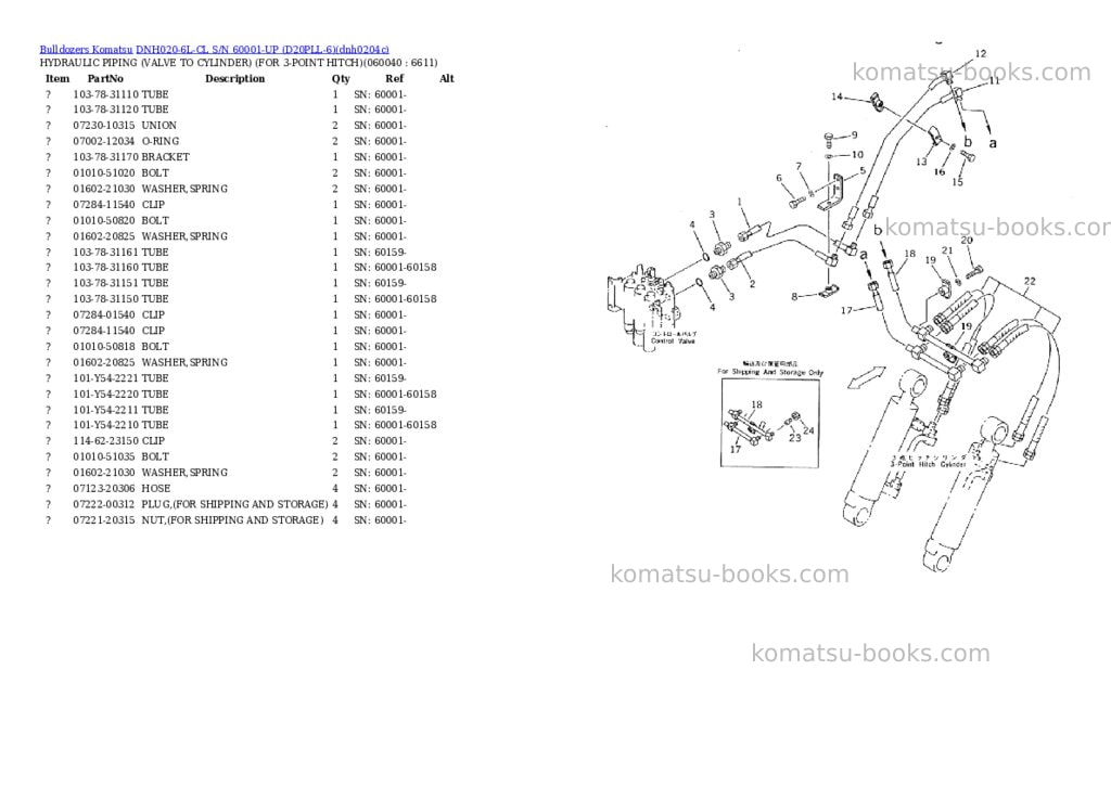 Komatsu dnh020-6l-cl s/n 60001-up d20pll-6 Parts catalog cover Page 5