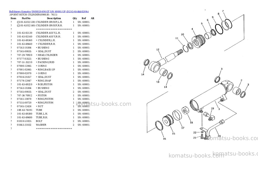 Komatsu dnh020-6m-qt s/n 60001-up d21q-6 Parts catalog cover Page 10