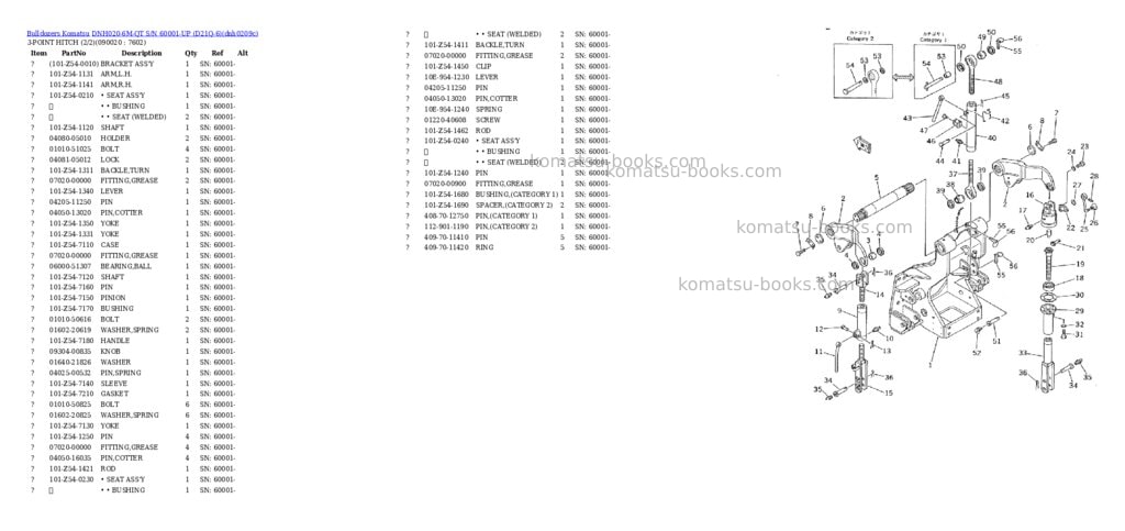 Komatsu dnh020-6m-qt s/n 60001-up d21q-6 Parts catalog cover Page 9