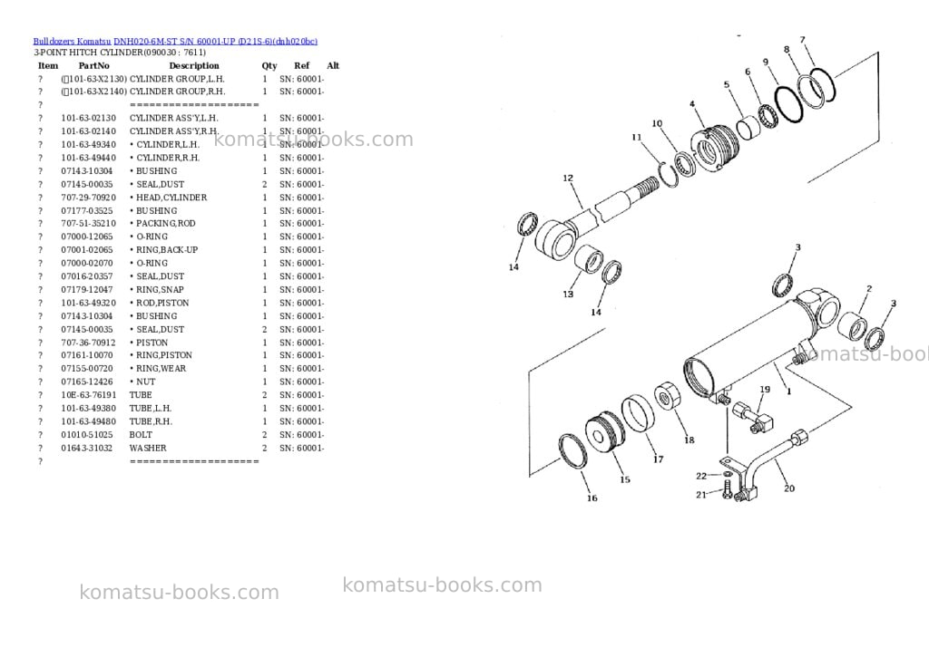 Komatsu dnh020-6m-st s/n 60001-up d21s-6 Parts catalog cover Page 10