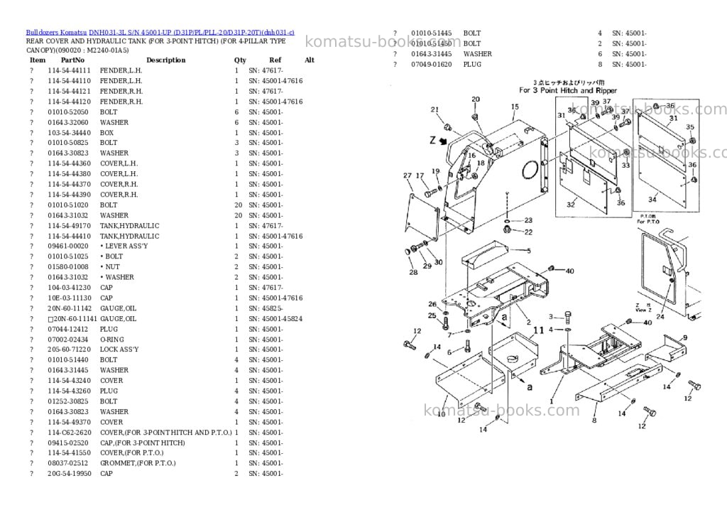 Komatsu dnh031-3l s/n 45001-up d31p/pl/pll-20/d31p-20t Parts catalog cover Page 6