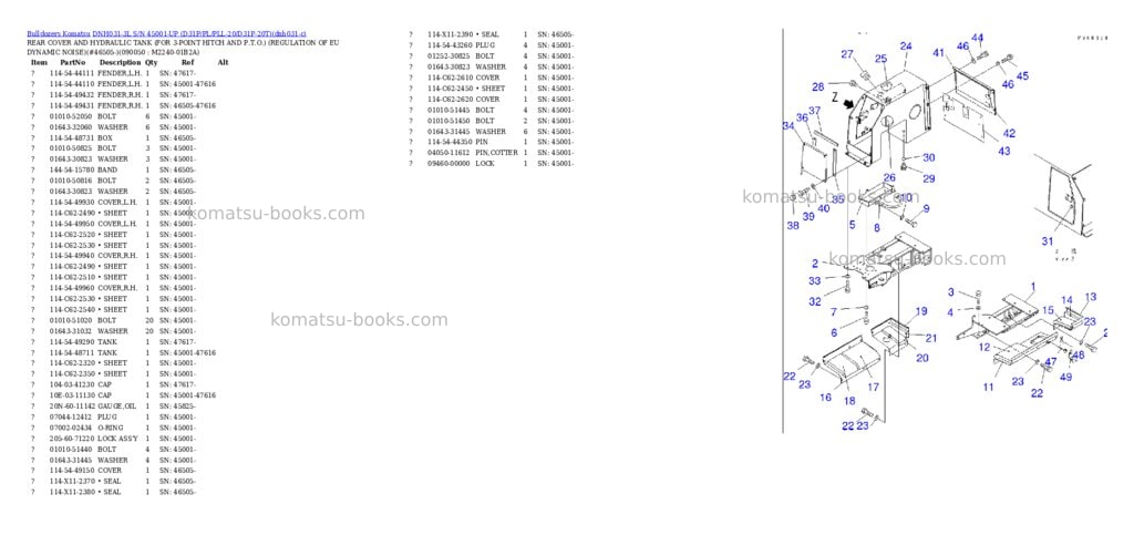 Komatsu dnh031-3l s/n 45001-up d31p/pl/pll-20/d31p-20t Parts catalog cover Page 9