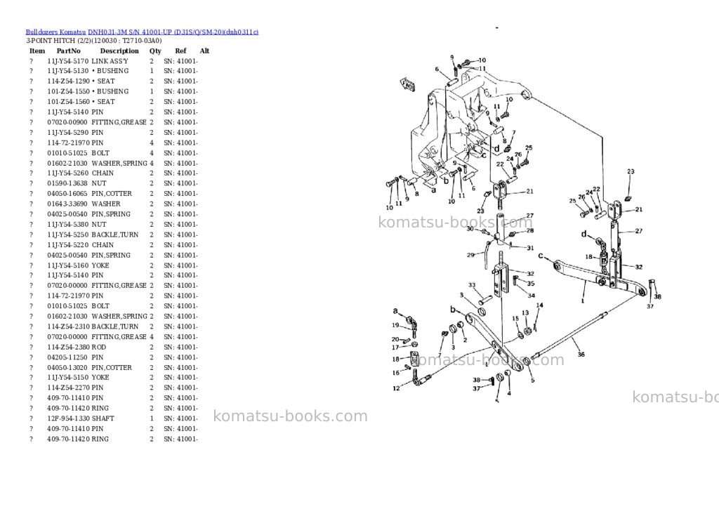 Komatsu dnh031-3m s/n 41001-up d31s/q/sm-20 Parts catalog cover Page 10