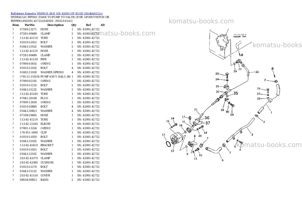 Komatsu dnh031-3k-e s/n 42001-up d31e-20 Parts catalog cover