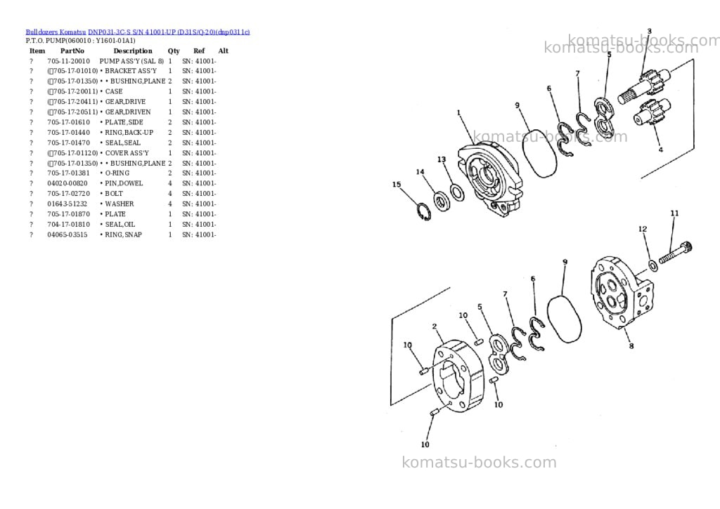 Komatsu dnp031-3c-s s/n 41001-up d31s/q-20 Parts catalog cover Page 5