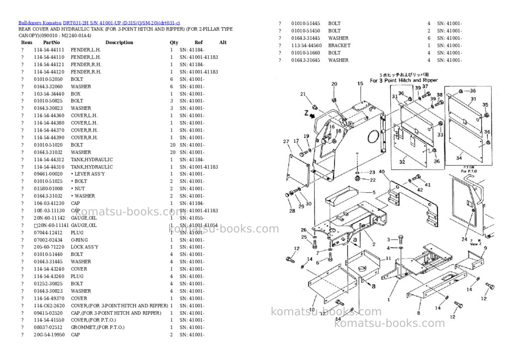 Komatsu drt031-2h s/n 41001-up d31s/q/sm-20 Parts catalog cover Komatsu drt031-2h s/n 41001-up d31s/q/sm-20 Parts catalog cover