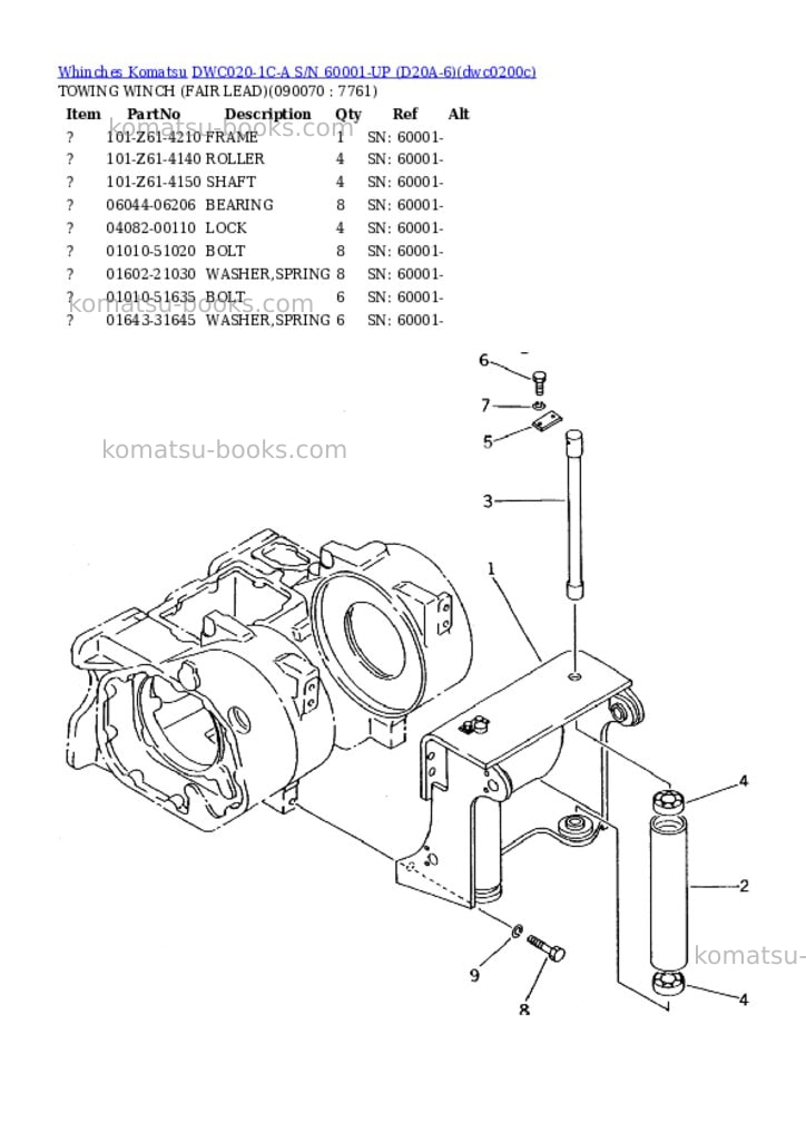 Komatsu dwc020-1c-a s/n 60001-up d20a-6 Parts catalog cover Page 10